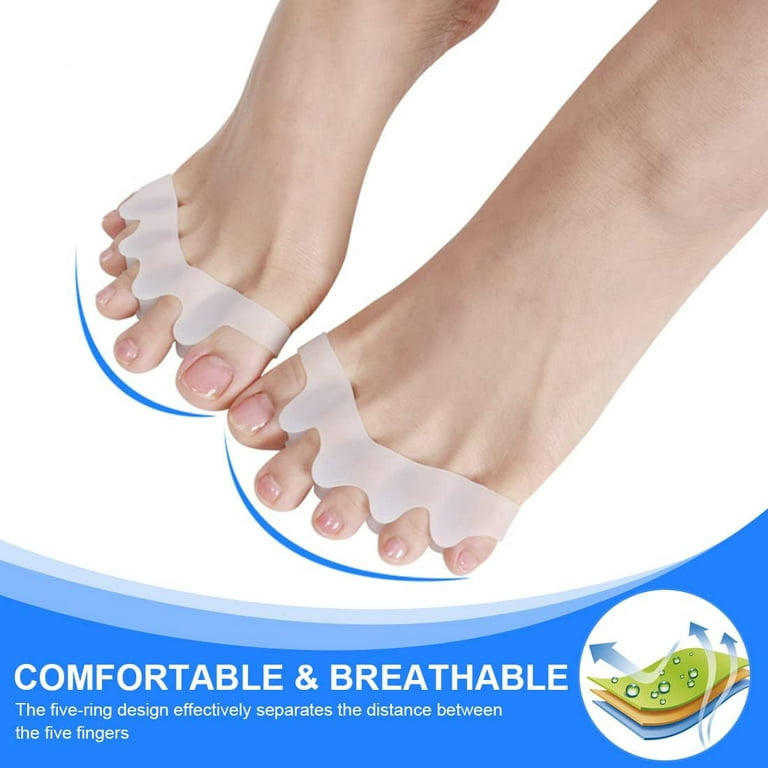 Toe Separators, 4 Pair Soft Gel Toe Spacers to Correct Bunions, Toe  Stretcher for Therapeutic Relief from Plantar Fasciitis, Hammer Toes, Claw  Toes, Blue and Clear 