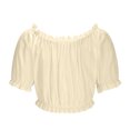 thumbnail image 6 of Mqqzkk Women's Blouse Ruffle Short Sleeve Off Shoulder Top Trendy Cut Off Crop T Shirt Summer Going Out Vacation Tees, 6 of 6