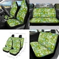 thumbnail image 2 of Renewold Hippie Flower Green Cyan Car Seat Cover Full Set 15 PCS, with Steering Wheel Cover Seat Belt Strap Pad Trash Bag Mount Phone Holder Rearview Mirror Accessories Cup Holder Keychain, 2 of 7