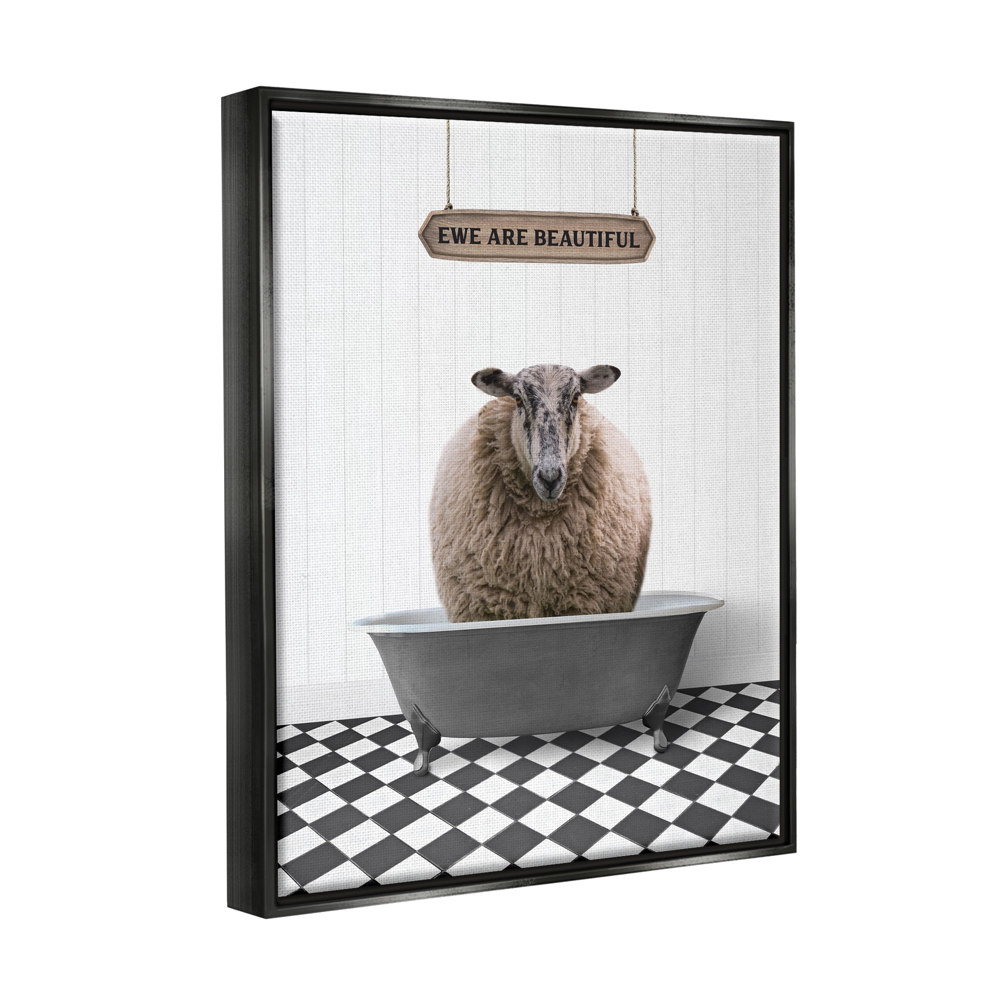 Stupell Industries Ewe Are Beautiful Farmhouse Animals & Insects Painting Black Floater Framed Art Print Wall Art, 17 x 21