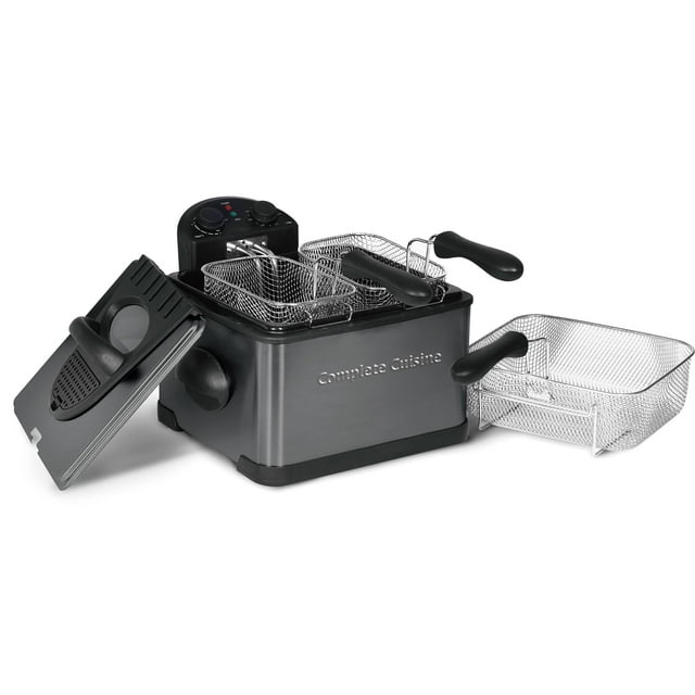 Freidora eléctrica Complete Cuisine de 4 litros con 3 cestas, negra