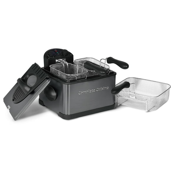 Freidora eléctrica Complete Cuisine de 4 litros con 3 cestas, negra