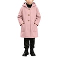thumbnail image 4 of VIPOIN Children's Winter Solid Color Woollen Overcoat Long Sleeve Hooded Casual Outwear Pockets Jackets Kids, 4 of 8