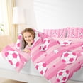 thumbnail image 3 of Erosebridal Kawaii Pink Soccer Queen Comforter Set,Cute Stars Print Geometric Stripe Bedding Comforter Set For Girls Kids,Reversible Pink 3-Piece, 3 of 7