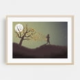 thumbnail image 2 of Girl Running in the Moonlight With Leaves - Digital Art Silhouette Autumn Moon Night Sky Nature Scenic Unframed Wall Art Print 6 x 8 inches, 2 of 12
