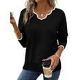 thumbnail image 3 of Women'S Sweaters Casual V-Neck Long Sleeve Sweaters Loose Solid Fall Tops Pullover Sweater, 3 of 6