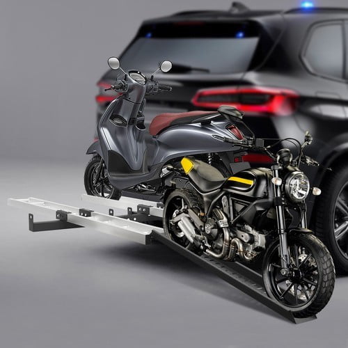 Motorcycle Carrier for, 600lbs Capacity, Steel & Aluminum Alloy, Hitch-Mounted with Ramp & Straps, for Dirt Bikes