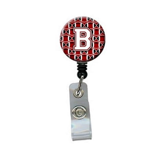 Carolines Treasures CJ1082-BBR Letter B Football Cardinal & White Retractable Badge Reel