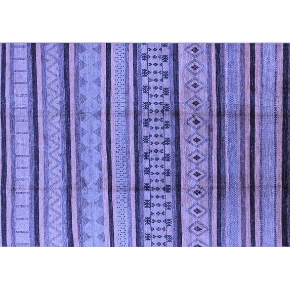 Ahgly Company Indoor Rectangle Solid Blue Modern Area Rugs, 7' x 9'