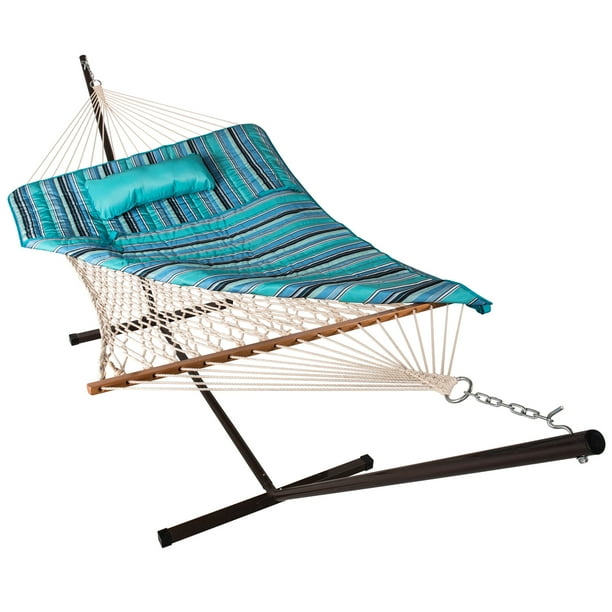 Outdoor Leisure Hammock Pillow & Pad Set Blue Stripe