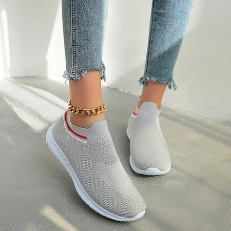 

HIBRO Fashion Spring And Summer Round Toe Low-Top Solid Color Lightweight Mesh Women s Sneakers