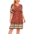 thumbnail image 2 of Mefallenssiah Femmes Oversize Été à la Mode V-Cou à Manches Courtes Imprimé Robe Décontractée, 2 of 5