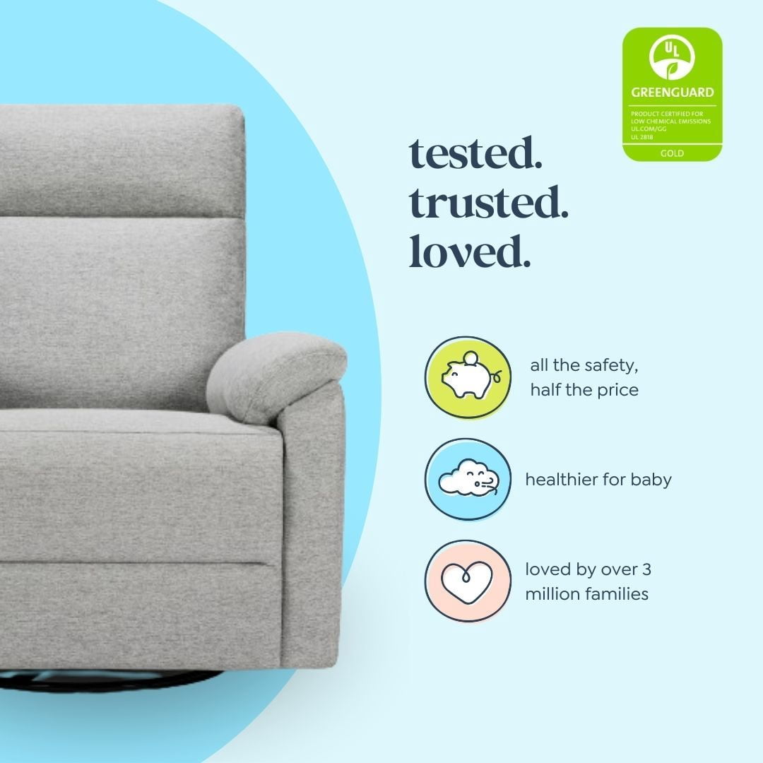 DaVinci Suzy Swivel Glider Recliner Chair, Frost Grey