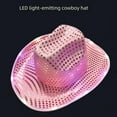 thumbnail image 4 of Sombrero de mezclilla luminoso con lentejuelas occidentales, sombrero de vaquera con ala de lentejuelas iluminada, sombrero de fieltro con tiara LED para mujer, disfraz de Halloween para despedidas, 4 of 5