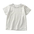 thumbnail image 3 of SGFCWSX Kids Short Sleeve T-Shirt, Girls Boys Regular Fit Crew Neck Striped Cotton Summer Tees Everyday Casual Tops Gray Size 7-8 Years, 3 of 6