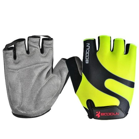 BOODUN Cycling Gloves with Shock-absorbing Foam Pad Breathable Half Finger Bicycle Gloves Bike Gloves B-001, Fluorescent Green,