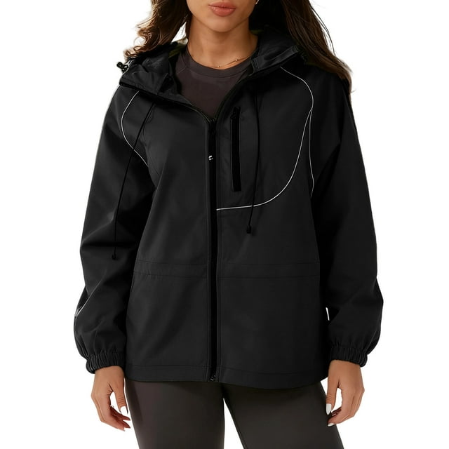 Vestes pour Femmes, Veste de Ski Coupe-Vent Imperméable Réfléchissante à Rayures Isolée Doublée avec Fermeture Éclair, Veste pour Femmes