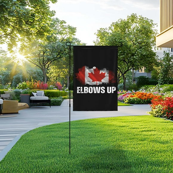 FloHua "Elbows Up" Double-Sided Canada Garden Flag - 30x45cm, 100% Polyester, Fade-Resistant, Ideal for Yard & Home Decor, Show Your Canadian Pride