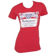 Budweiser Label Womens T-Shirt, Red - Large