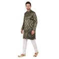 thumbnail image 2 of eloria Men's Tunic Jacquard Kurta Pajama Indian Traditional Suit Wedding Party Dress Set Party Wear Apparel, 2 of 6