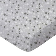 SheetWorld Fitted 100% Cotton Percale Play Yard Sheet Fits BabyBjorn Travel Crib Light 24 x 42, Gray Stars