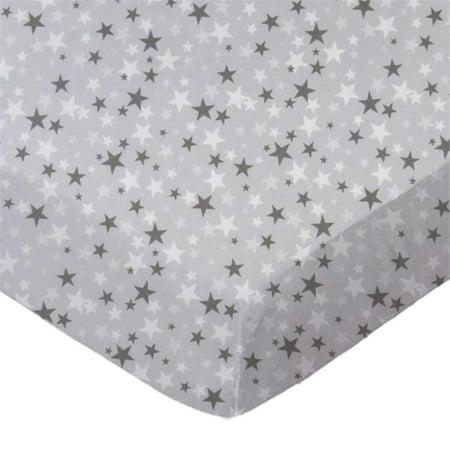 SheetWorld Fitted 100% Cotton Percale Play Yard Sheet Fits BabyBjorn Travel Crib Light 24 x 42, Gray Stars