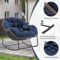thumbnail image 4 of Villeston Outdoor Rattan Rocking Chair, Striped Upholstery, Navy Blue, 4 of 10