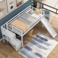 thumbnail image 2 of Euroco Wood Twin Loft Bed with Slide and Shelf for Child, White, 2 of 11
