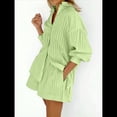 thumbnail image 4 of Conjuntos de 2 Piezas: Camisa Abotonada, Top y Pantalones Cortos, Conjuntos Casuales para Estar en Casa Verde M, 4 of 6