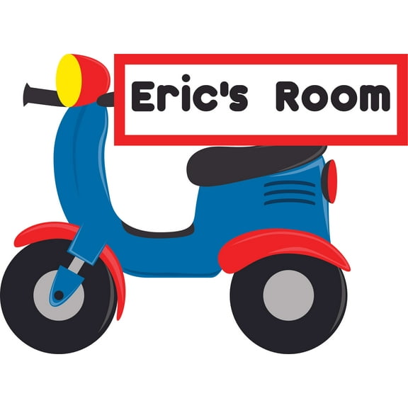 Custom Name Vinyl Wall Decal for Home - Scooter Racing Car Cars Motorcycle Cute Wall Décor Bedroom Living Room Entry - Personalized Text Removable High Tact - Size: 12 In x 20 In