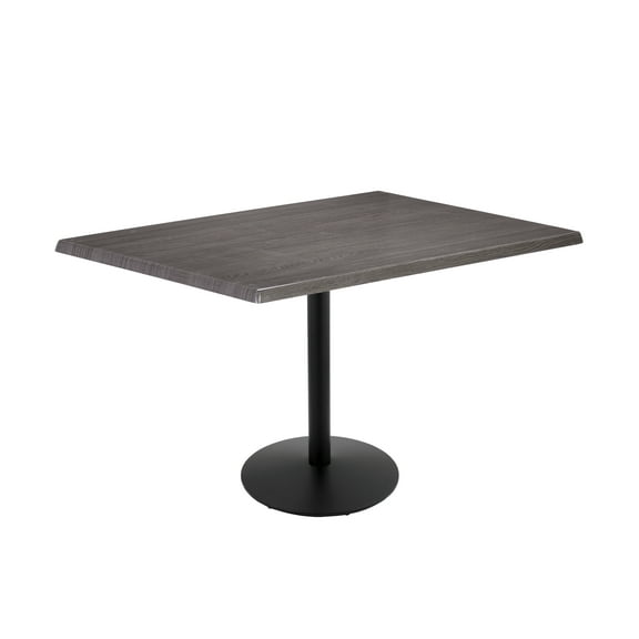 Indoor/Outdoor 36" Tall OD214 Black Table Base with 22" Diameter Foot and 30" x 48" Indoor/Outdoor Charcoal Top by the Holland Bar Stool Co.