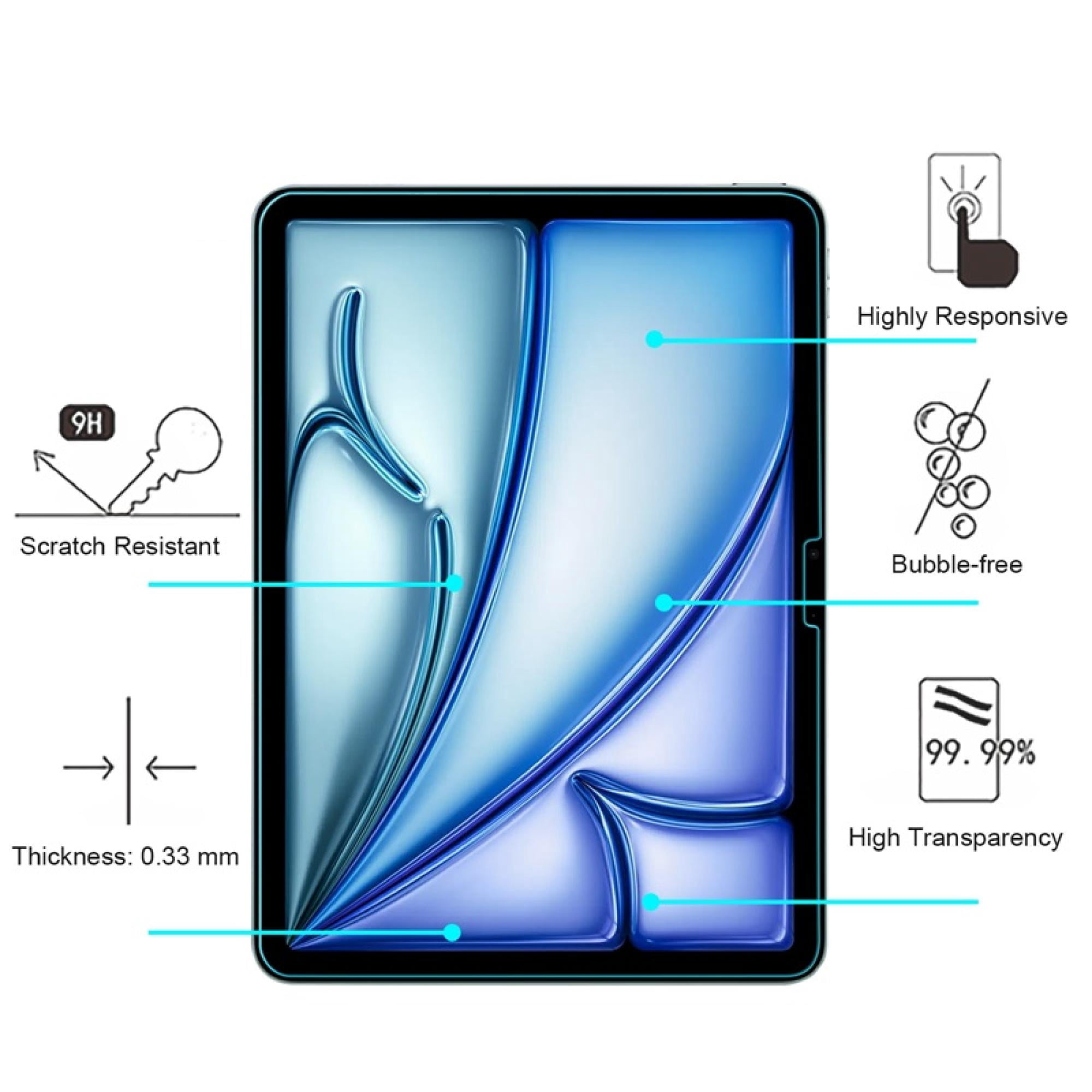 Rugged Case Compatible with iPad Air 11 in (2024/2025) – 360° Rotating Stand & Hand Strap Plus Tempered Glass Screen Protector Search Resistant
