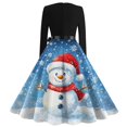 thumbnail image 4 of Christmas Dresses for Women Women's Casual Fashion Printed Retro Square Neck Long Sleeve Dress with AI Christmas Print for Holiday Party,Sky Blue,XL, 4 of 4