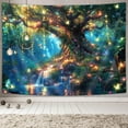thumbnail image 2 of Gojian Fantasy Forest Tree Butterfly Wall Hanging, Fairy Magical Enchanted Jungle Waterfall Mushroom Tapestry for Bedroom Living Room, 2 of 6