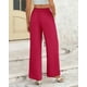 thumbnail image 4 of Pantalones de pierna ancha BTFBM para mujer, elásticos, cintura alta, color rojo Palazzo 18, 4 of 9