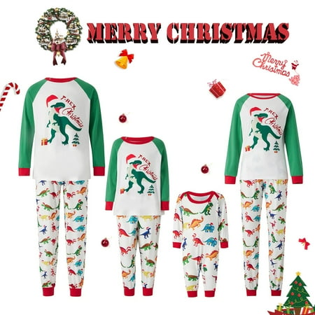 

Christmas Family Matching Pajamas Sets Dinosaur Print Xmas Sleepwear Holiday Loungewear Jammies Pjs For Adult Kids Baby