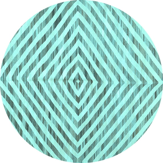 Ahgly Company Indoor Round Abstract Light Blue Contemporary Area Rugs, 3' Round