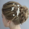 thumbnail image 4 of Peineta para el pelo de boda, accesorios para el cabello de novia con perlas doradas, accesorios para el cabello nupciales con perlas para mujeres y niñas, hechos a mano, 4 of 4
