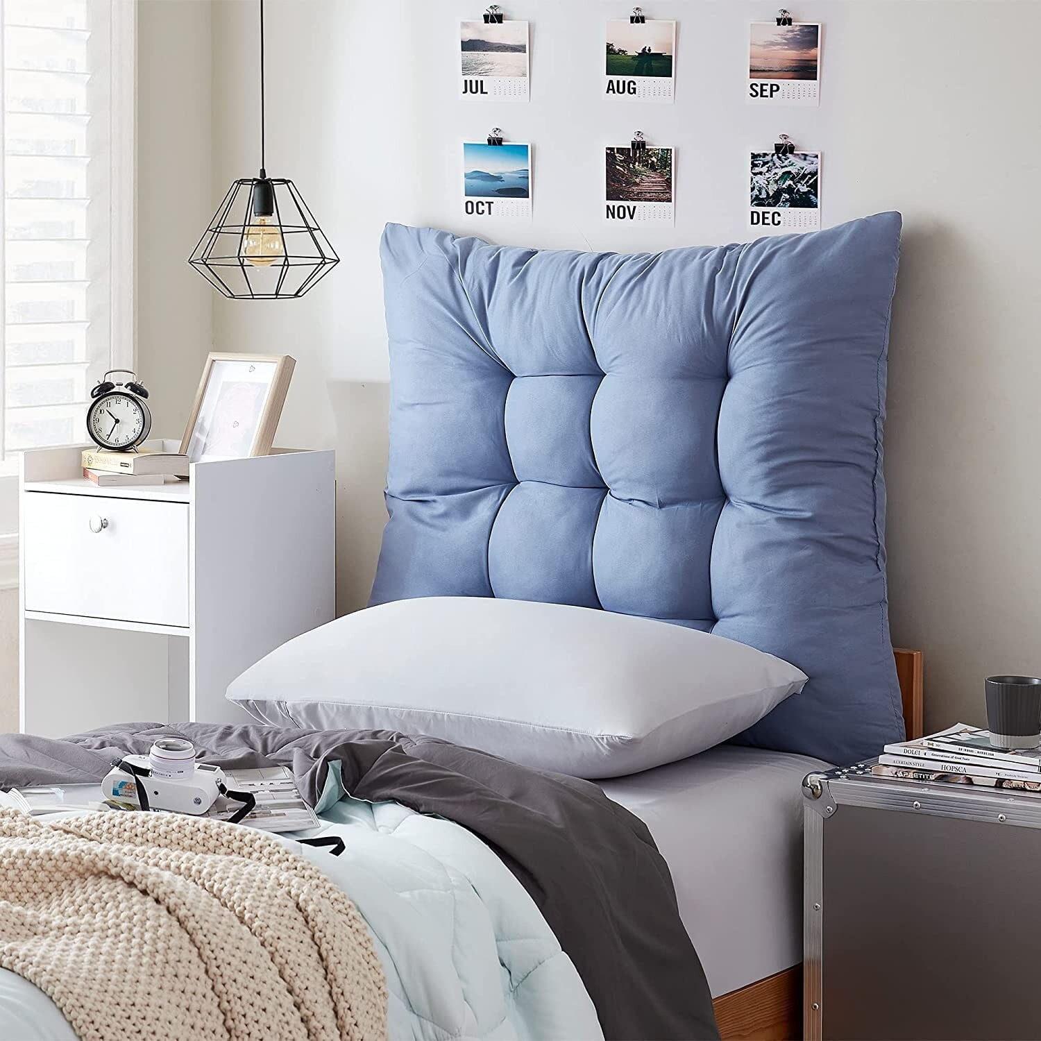DormCo Rainha - Puffy Tufted College Headboard Denim Blue - Walmart.com