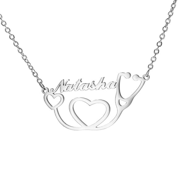 NUNCAD Custom Name Love Heart Pendant Personalized Name Heart Necklace for Women Valentine's Day Gift Gold/Silver/Rose Gold