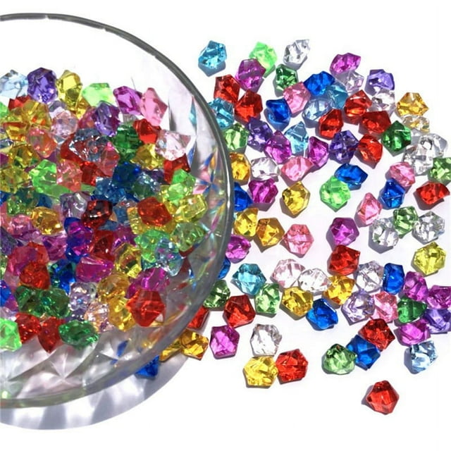 200 Pcs Fake Plastic Jewels Acrylic Gems Crystals Diamonds Clear Ice Rocks Crystals Treasure for Table Scatters Decoration Wedding Display Vase Fillers