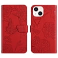 thumbnail image 2 of for iPhone 14 Plus Phone Case Wallet,Crossbody Strap Women Flip Folio Cover with Card Holders Butterfly Embossed Premium PU Leather Kickstand Wrist Strap Magnetic Closure Case,Red, 2 of 13