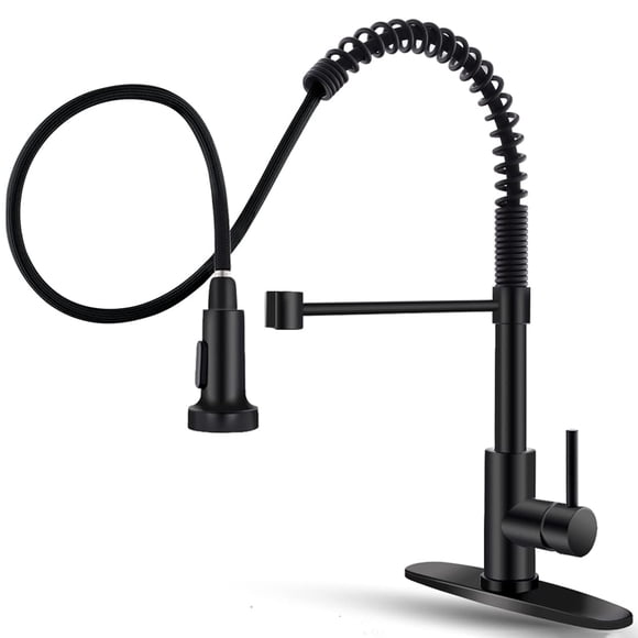 Grifo de cocina OWOFAN de acero inoxidable negro con pulverizador desplegable