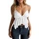 thumbnail image 1 of Camiseta sin espalda para mujer: top sexy de verano con cuello en V y sin tirantes, color liso, tejido elástico, lazo ajustable en la espalda, 1 of 3