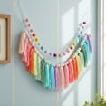 thumbnail image 5 of 2-Piece Boho Tassel & Pom Pom Garland - 6ft Long with 20 Balls, Colorful Pastel Banner for Wall Hanging, Wedding, Birthday, Baby Shower & Home Party Decor, 5 of 5