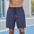 thumbnail image 5 of lcziwo Shorts for Men Casual Holiday Drawstring Chino Shorts Multi Pockets Solid Color Fishing Outdoor Hiking Shorts Navy M, 5 of 6
