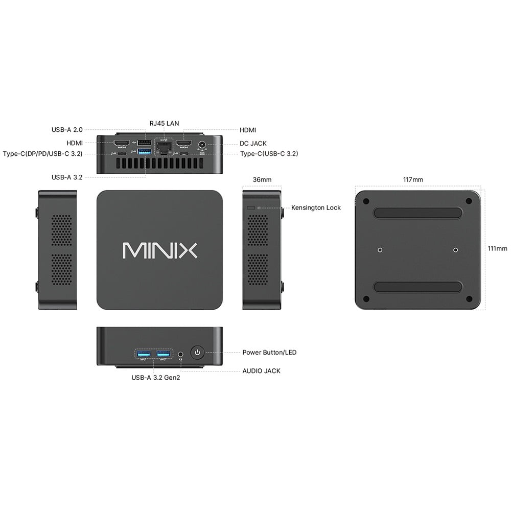 Mini PC – Intel® N150 and Core™ 3 Processor Options, 16GB DDR5 Memory, 512GB SSD, Wi-Fi 6, 4K@60Hz Display, Dual LAN & Bluetooth MINIX NUC 150