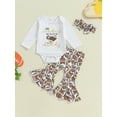 thumbnail image 5 of Aojekbee Baby Girl Fall Football Outfit Long Sleeve Round Neck Romper with Flare Pants and Headband 3 Pcs Set, 5 of 10