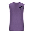 thumbnail image 3 of AOOCHASLIY Father's Day Gifts Men's Crewneck Sleeveless Athletic Tank Top Performance Workout Muscle Cut Tee Coconut Tree Printing Tops, 3 of 4