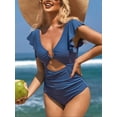 thumbnail image 6 of Women's Backless Tummy Control Swimwear V Neck One Piece Monokini Bath Suit, 6 of 7